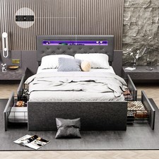 Double Bed Frame with LED