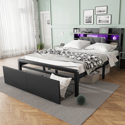 4ft6 double metal bed frame - metal,