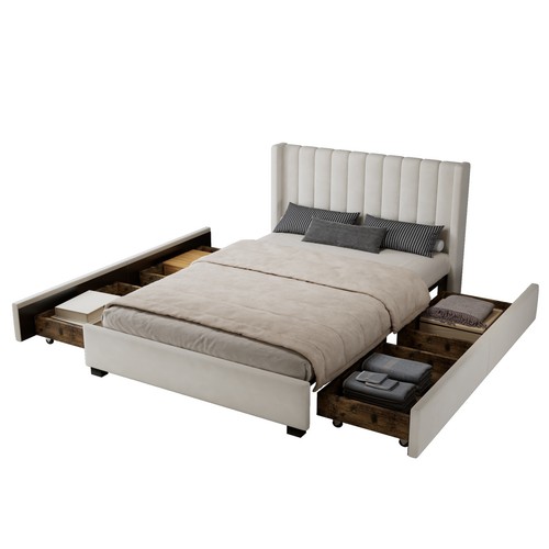 Double velvet upholstered bed - upholstered,