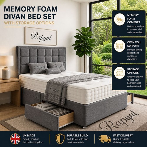Memory foam divan bed - memory, with