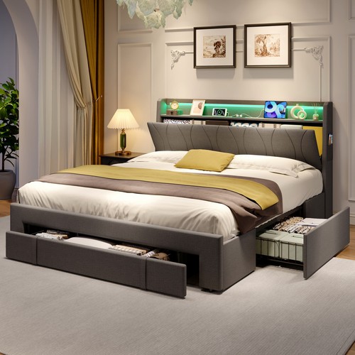 Upholstered storage bed frame - storage,