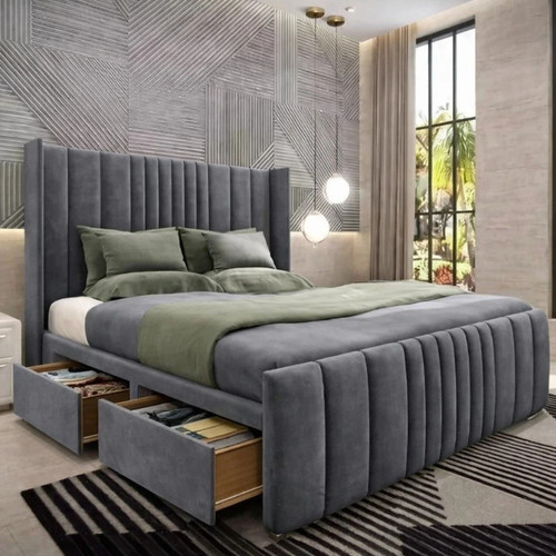 Divan winged panel bed set - bed,